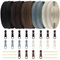 DOITEM 3 mm Nylon Endless Zipper Set with Slider - 14 Meter, 12.5 Yard, 5 Colors - color: 3# Black Brown Gray