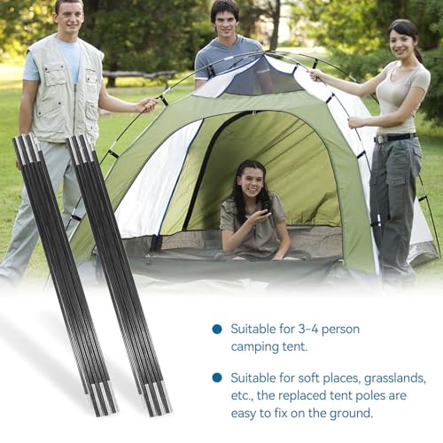 Fiberglass Tent Poles, 3.96m Tent Poles Replacement for 3-4 People Lightweight Camping Support Rod Awning Frame Kit Easy to Install for Hiking Outdoor Camping Backpacking