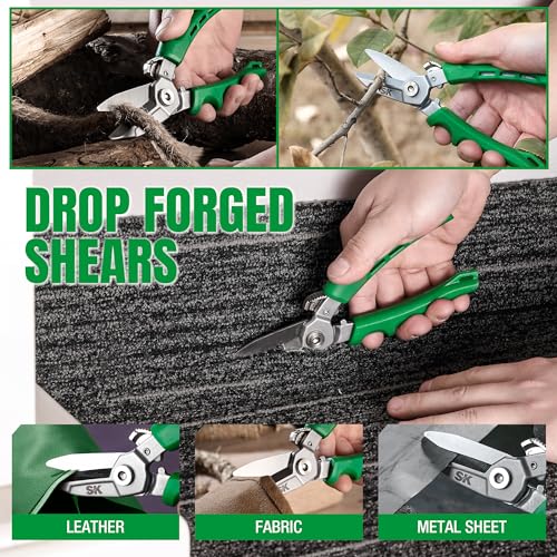 SK 7" Heavy Duty Scissors All Purpose, Industrial Shears, CR-V Steel | Drop Forged Sharp Utility Scissors, with Safety Lock, Comfortable Grips - size: 7 Inch