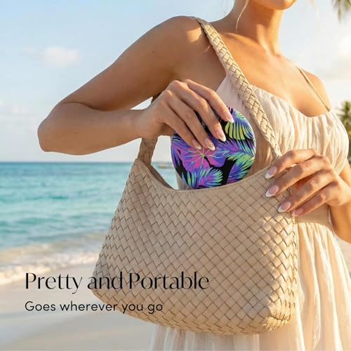 Fancii Taylor LED Lighted Compact Travel Mirror, Rechargeable, 10x /1x Magnifying, 3 Light Settings - Best for Makeup, On The Go Touch-Ups, Grooming (Neon Oasis) - color: Neon Oasis