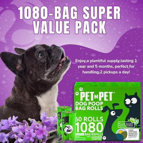 Pet N Pet Doggie Poop Bags, 1080 Count, Lavender Scented Waste Roll Refills - color: Green - Scented