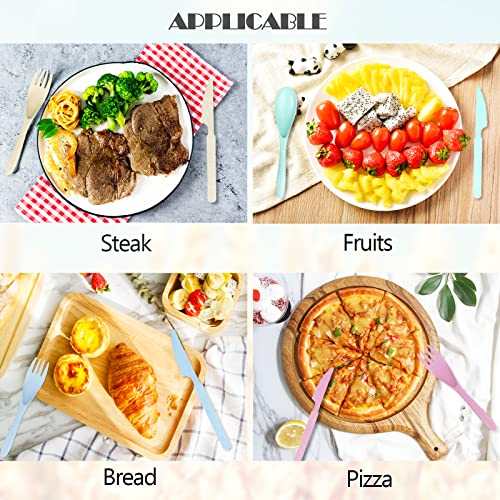 Reusable Travel Utensils Set with Case, 4 Sets Wheat Straw Portable Knife Fork Spoons Tableware, Eco-Friendly BPA Free Cutlery for Kids Adults Picnic Camping Utensils(Green, Beige, Pink, Blue) - color: 4 Sets - Green, Beige, Pink, Blue