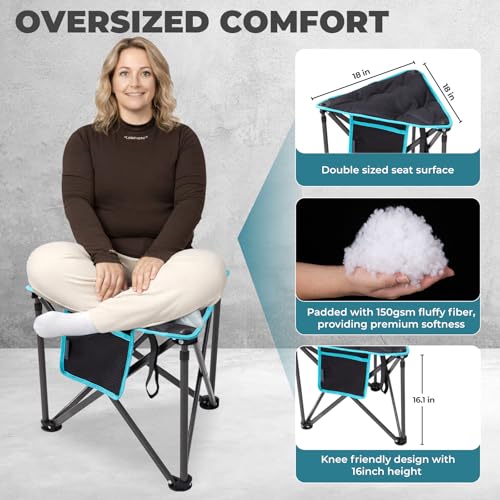 FUNDANGO Folding Tripod Stool, 2 Pack Lightweight Portable Fishing Chair with Thick Padded Seat, 440 Lbs Heavy Duty Outdoor Camping Chairs with Carry Bag for Walking Hunting Hiking Travel - color: Black Tripod-2 Pack