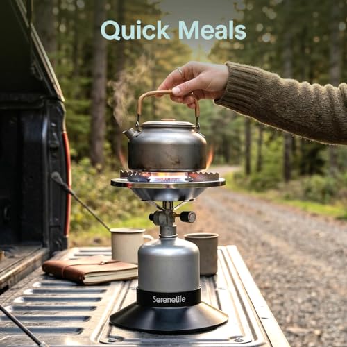 Portable Propane Camping Stove 10,000 BTU Single Burner, Compact Outdoor Cooking Stove for Backpacking & Camp Use, Easy Setup, Stable Base, Small Cooking Stove, Fuel Tank Not Included