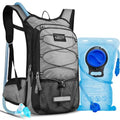 Hydration Backpack with 3L Water Bladder, Small Hydration Pack Backpack for Men Women, Lightweight Water Backpack with Cooler Layer for Running, Biking, Hiking - color: Grey