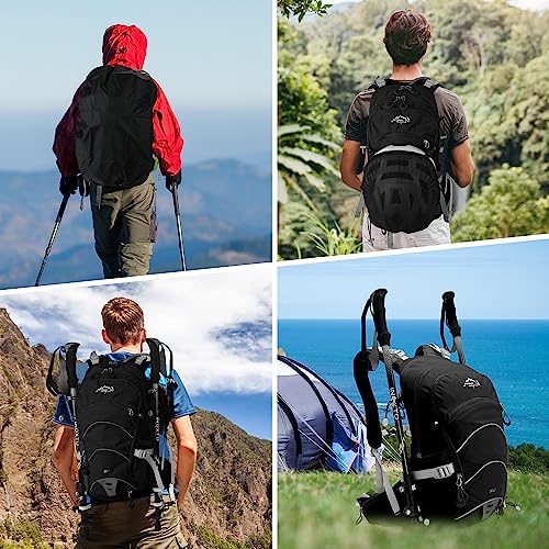 IX INOXTO 20L Hydration Backpack, Waterproof Hiking Internal Frame Backpacks with 2L Hydration Water Bladder and Rain Cover for Men, Lightweight Travel Daypack for Cycling,Camping,Ski (black) - color: Black
