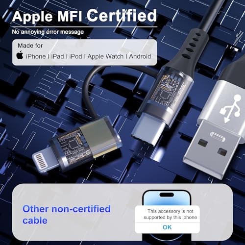 USB to USB-C and Lightning Cable 2 in 1 Coiled Cable Support Carplay & Android Auto [MFi & 3A Fast Charge & Data Sync] Coiled Lightning and USB C Cable for iPhone 17/16/15/14/13/Android, Silver - color: Silver