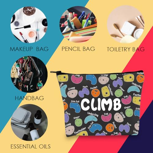 MNIGIU Rock Climber Gift for Women Rock Climbing Cosmetic Bag Climb Gift Rock Climbing Bouldering Lover Gift (Climb Black Bag) - color: climb makeupbga