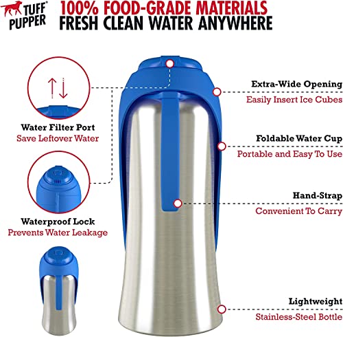 PupFlask Large Dog Water Bottle, Portable Stainless Steel Travel Bowl - color: Nebulas Blue, size: 27 Ounce