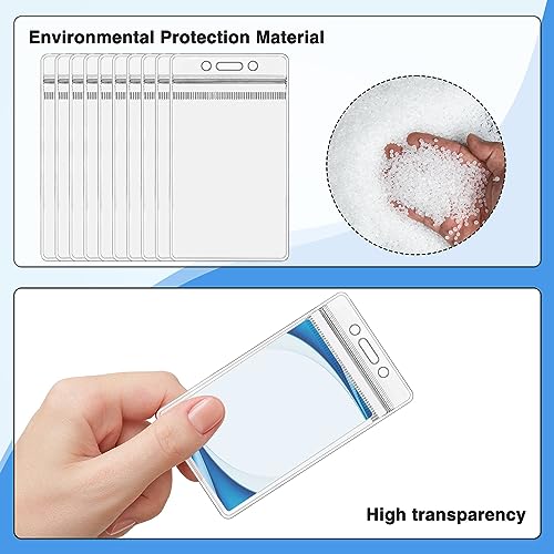 10 Pack Card Holder Vertical Clear Plastic Waterproof Name Tag Holder Fit Ship Cards, Social Security Card and Gift Card, Name Tag Holder for Nurse, Teacher and Student