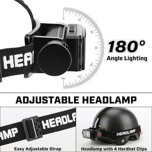 Headlamp Rechargeable, 2000 Lumen Motion Sensor LED Head Lamp with Red Light for Adults, 4000 mAh Battery Powered Super Bright USB C Hard Hat Headlight Forehead for Camping Hunting Hiking Running - size: 9 modes