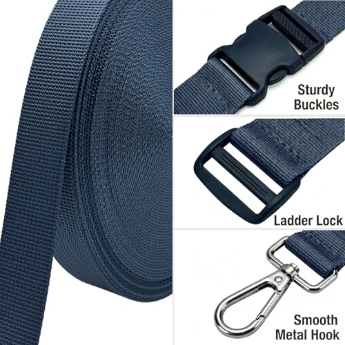 1" x12YD Heavy Duty Nylon Webbing Strap DIY Kit - color: Navy Blue