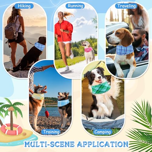 Talltalk 5 Pieces Dog Cooling Bandanas Neck Wraps Ice Scarf Pet Dog Cooling Collar Hunting Training Hiking Camping Accessories for Summer(Plaid,L) - size: L, style: Plaid