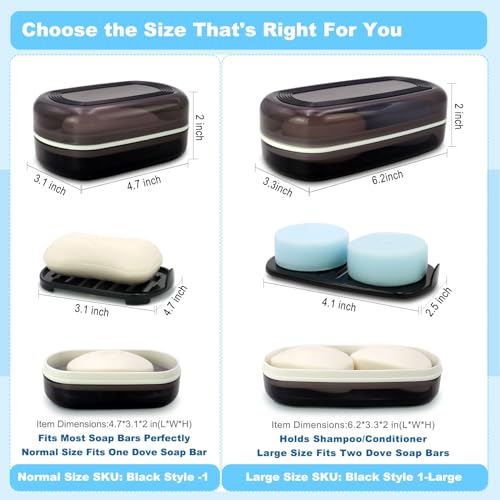 HAYSNA Travel Soap Container, Bar Soap Holder, Portable Soap Case, Soap Dish with Lid for Traveling, Camping, Gym, Bathroom (Black Style-1) - color: Black Style-1