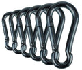 Black & Silver Zinc-Galvanized Heavy Duty Bushcraft Carabiner Spring Snap Clip Link Hooks 200-500lb Load 2, 6 & 12 Packs - color: 7cm (2.8in) Black 6 Pack