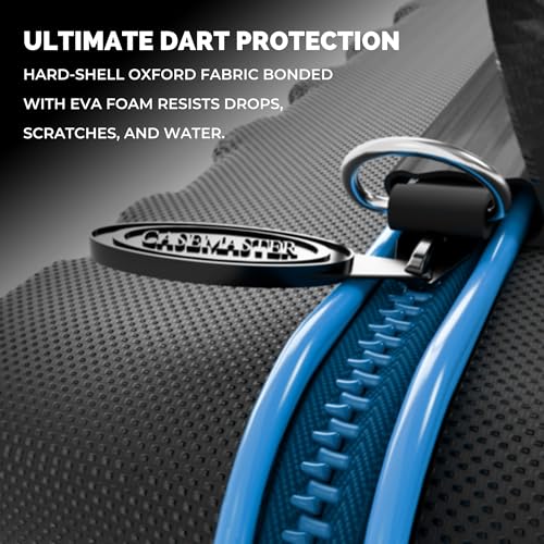 Casemaster Maxx 8 Dart Case, Holds 24 Steel Tip or Soft Tip Darts Fully Assembled, Hard Shell EVA Darts Case, 20 Accessory Pockets, Blue - color: Blue, size: 8 Dart