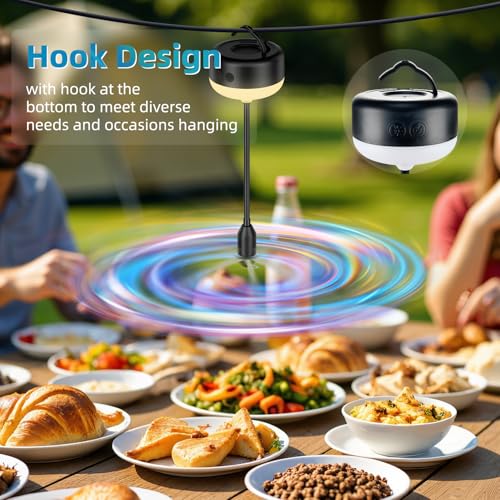 2 Pack Fly Fans for Tables Rechargeable, Indoor or Outdoor Use, Ideal for Camping, Party, Restaurant, Kitchen, and BBQ,with Tabletop and Hanging Hook Option.