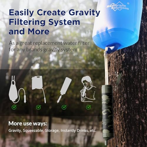 Membrane Solutions Personal Water Filter Straw S1 - color: Camo, style: 4 Pack