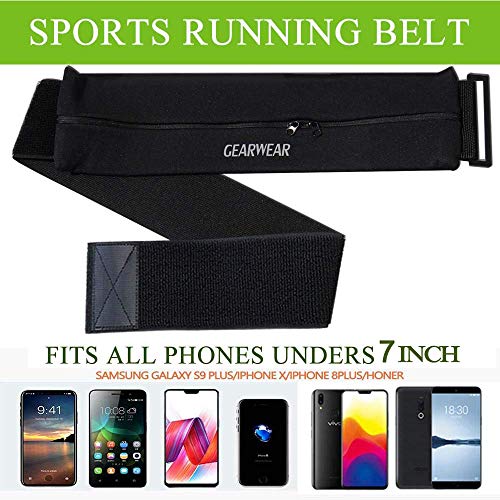 Running Belt | Runner Fanny Pack for Women and Men | Adjustble Waist Band Pack for Storage Phone - color: Black/27"-43"