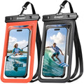 Rynapac Waterproof Phone Pouch - 2 Pack, IPX8 Waterproof Phone Case with Lanyard for iPhone 17 16 15 Pro Max, Cell Phone Dry Bag for Beach Vacation Travel Cruise Essentials, Touch Screen, Up to 8.5" - color: [Black + Orange]