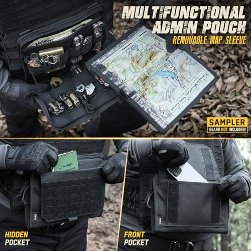 WYNEX Tactical Molle Admin Pouch, Laser-Cut, EDC Organizer Tool Pouch | Utility Organizer EDC Medical Bag, EDC Pocket Modular Pouch, Tactical Accessories EDC Pouch, Include U.S Patch - color: Black (upgrade)