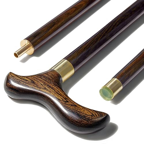 Premium Folding Wooden Cane for Men, 3-Piece Walking Stick - color: 36" (for height 5'9" to 5'10")