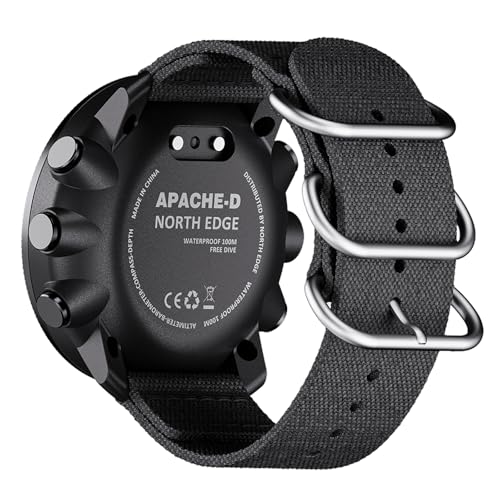NORTH EDGE Apache-D Freediving Watch for Men, 100M Water Resistant Digital Outdoor Watch with 50M Dive Mode, Compass, Altimeter, Barometer, Thermometer, Pedometer, Rechargeable Hiking Watch - color: Black
