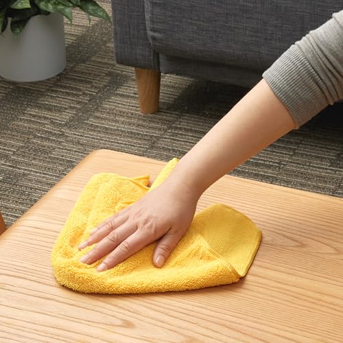 Amazon Basics Microfiber Car Drying Towels, Highly Absorbent, Lint Free, Scratch Free, Ultra-Soft, Car Detailing, Buffing and Polishing, 16" x 16", Yellow, 12-Pack - size: 12 Pack