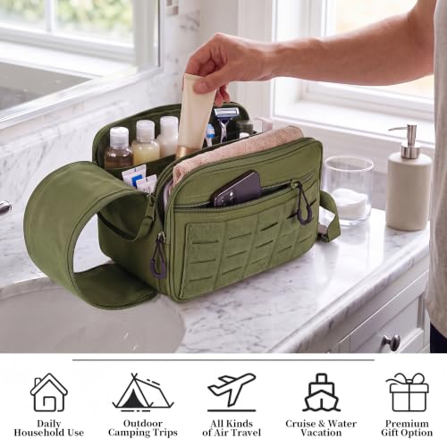 bvya Tactical Toiletry Bag Hygiene Bag Travel shower Bag EDC Utility Molle Tool Pouch Shaving Kit Bag for Men - color: Green