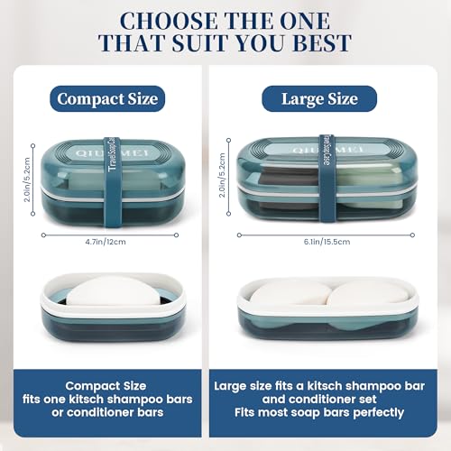 Shampoo Bar Holder and Soap Case | Leakproof Travel Container with Lid & Drain Tray | Includes Silicone Strap and Mesh Soap Bag | for Bathroom, Shower, Camping, Gym Travel (Blue, Large) - color: Blue Style A-large