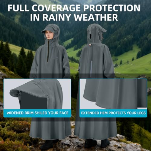 Waterproof Rain Poncho, Reusable Hooded Long Raincoat | Durable Oxford Fabric, Full Coverage, Reflective Strip, Adjustable Hood Cuffs, Hiking Camping Travel, Men Women Adults - color: Green, size: XX-Large