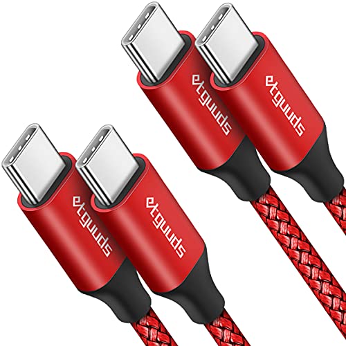 etguuds USB C to USB C Cable 3ft, 2-Pack 60W C to C Cable Fast Charging | for iPhone 17 16 15 Pro Max Plus Air, Samsung Galaxy S26 S25 S24 S23, USBC iPad MacBook Charger Cord Type C, Pixel, Red - color: Red, size: 3ft