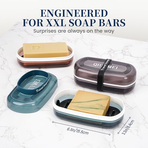 Shampoo Bar Holder and Soap Case | Leakproof Travel Container with Lid & Drain Tray | Includes Silicone Strap and Mesh Soap Bag | for Bathroom, Shower, Camping, Gym Travel (Blue, Large) - color: Blue Style A-large
