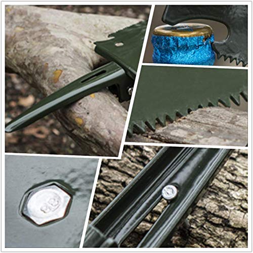 MASTIFF GEARS Folding Survival Shovel - Wooden Handle, Heavy Duty Carbon Steel Military Entrenching Tool for Camping, Off Road, Beach & All-Terrain Digging (Classic w/Pick) - style: Folding Shovel
