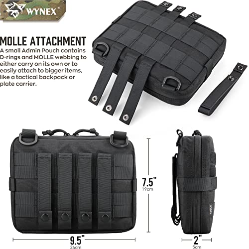 WYNEX Tactical Admin Molle Pouch, Medical EDC EMT Utility Bag Shell Design Attachment Pouches 1000D Nylon Hiking Belt Bags - color: Black