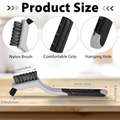 Reallnaive 50 Pcs Mini Wire Brush Set 7 Inch Stainless Steel Brass Nylon Bristles Small Wire Brushes for Rust Removal Paint Scrubbing Deep Cleaning(Nylon,Gray) - color: Gray