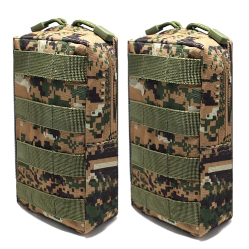 Molle Pouches, Tactical Molle Utility Pouch, Small Tactical Bag, Belt Pouch, Compact Water-Resistant EDC Pouch - color: Jungle Digital 2 PCS