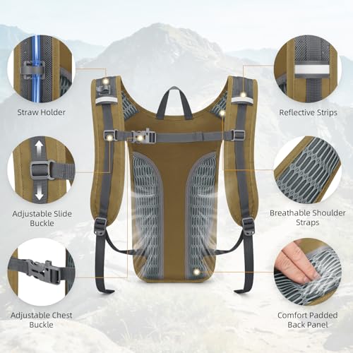 Maelstrom Tactical Hydration Backpack,Water Pack with 2L Water Bladder - color: Khaki