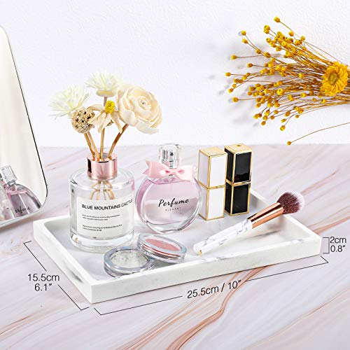 Luxspire Resin Bathroom Vanity Tray for Countertop Organizer, M, Gravel White - color: Gravel White, size: M