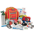 Scherber Fully-Stocked Premium First Responder Backpack | EMT/EMS Medic Trauma & Oxygen Medical Professional Kit | Bag w/ 4 Color-Coded Removable Pouches, O2 Storage, & 250+ First Aid Supplies - Red - color: Red