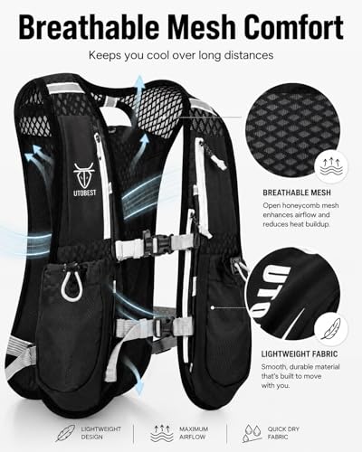 UTOBEST Running Vest Lightweight Hydration Vest Pack 5L UTR104 - color: Gray Vest 5L Only Vest