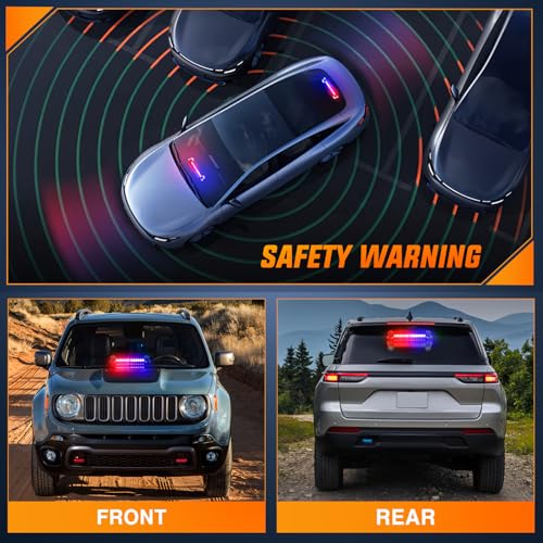 Nilight 12LED Traffic Advisor Strobe Light Bar Red Blue Hazard Safety - color: Red Blue, size: 12LED