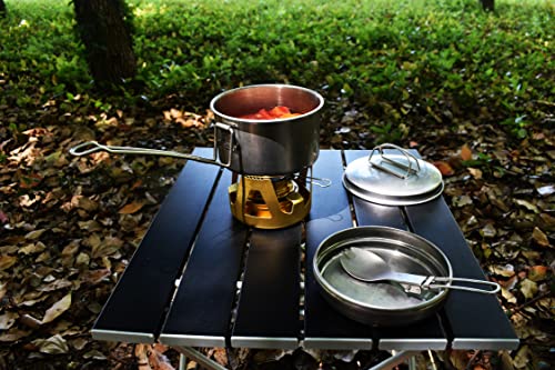 Mini Alcohol Backpacking Stove, Lightweight Brass Spirit Burner with Aluminium Stand for Camping Hiking and Picnic - color: Brown