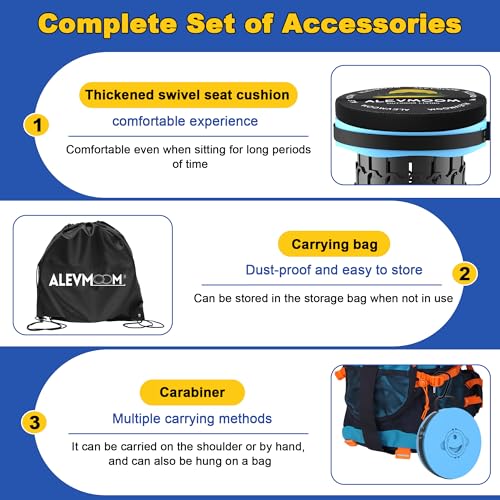 ALEVMOOM Upgraded 18.1" XL Collapsible Stool with Cushion, Portable Folding Stools for Adults Capacity 800lbs, Lightweight Telescoping Stool for Camping Travel Fishing Hiking - color: Blue