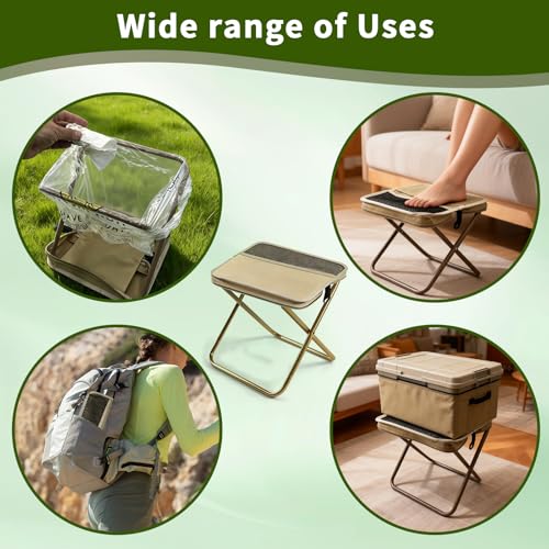 Portable Foldable Backpack Stool, Pocket Chair Camping Fishing Stool, Mini Outdoor Camping Stools Sling Bag, Collapsible Stools Chairs Carry Bag for Fishing Travelling Picnics - color: Khaki