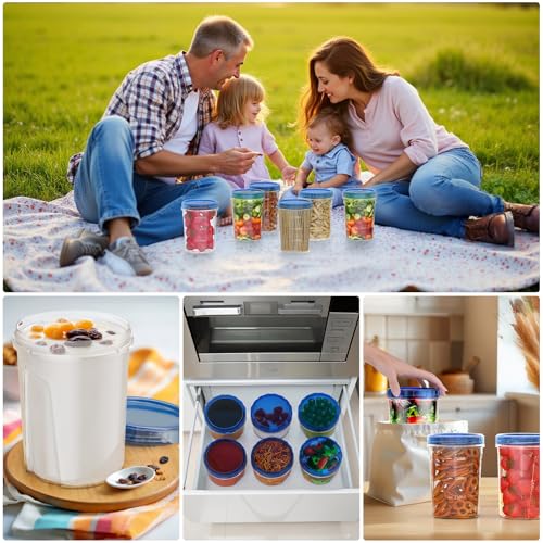 6 Pack-32 OZ Freezer Storage Containers, Round Plastic Containers with Twist Top Lids, BPA Free Food Storage Containers, Leakproof Meal Prep Containers Microwave/Dishwasher Safe - color: 6P-32 OZ