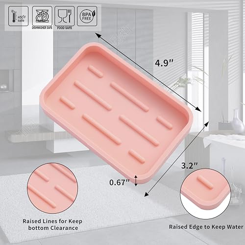 MicoYang Silicone Kitchen Sink Organizer Tray for Multiple Usage,Easy Clean Sponges Holder for Kitchen Bathroom Counter or Sink,Dish Soap Dispenser,Scrubber,Bottle,Cup Pink 4.9”x 3.2” - color: Pink, size: 4.9" x 3.2" x 0.7"