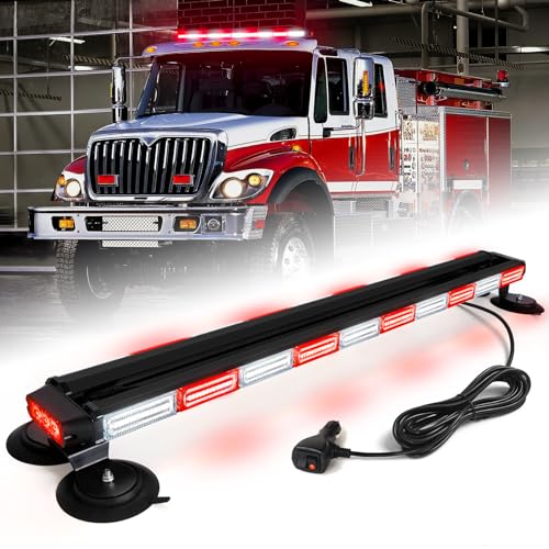 42" Rooftop 206 LED Emergency Traffic Security Light bar Strobe Beacon Lights Bar Magnetic Base Warning Flashing Light for Construction Vehicles Trucks Postal Mail Carrier Snow Plow, Red/White - color: #05 Red/ White