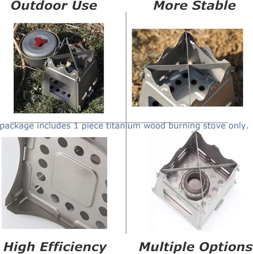Ultralight Titanium Wood Burning Stove Outdoor Camping Multi-Fuels Alcohol Stove BBQ Stove WS009ST-Ti (Wood Burning Stove-M Size) - style: Wood Burning Stove-M Size