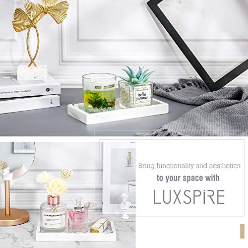 Luxspire Resin Bathroom Tray for Countertop Organizer, Mini, Gravel White | 8 x 4 inch, non-slip waterproof resin, easy wipe clean, fits bath kitchen vanity, holds jewelry toiletries soap - color: Gravel White, size: Mini